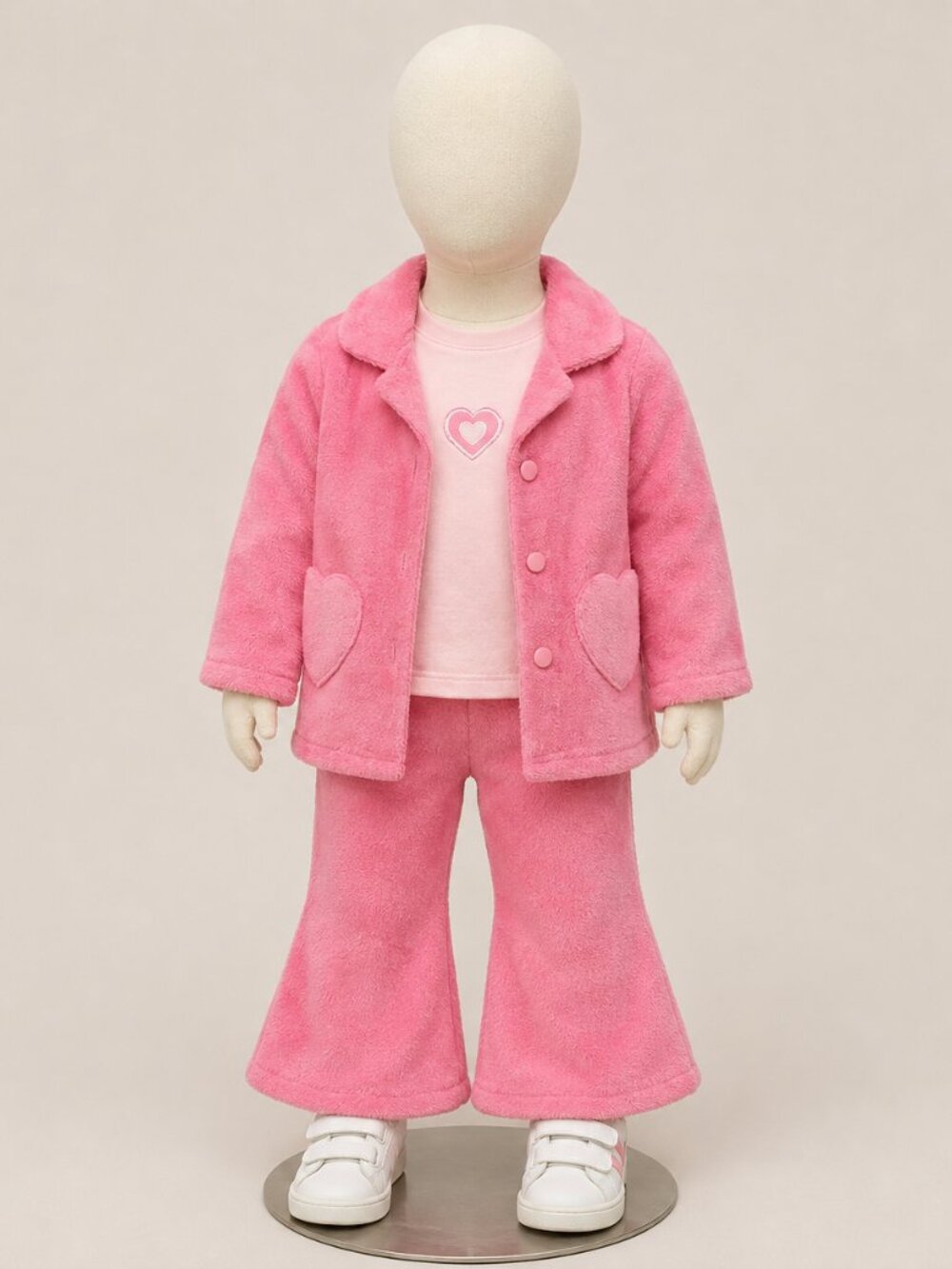 Y2K vintage pink 3 pc fuzzy 3T sweater jacket, under shirt, fleece pants New